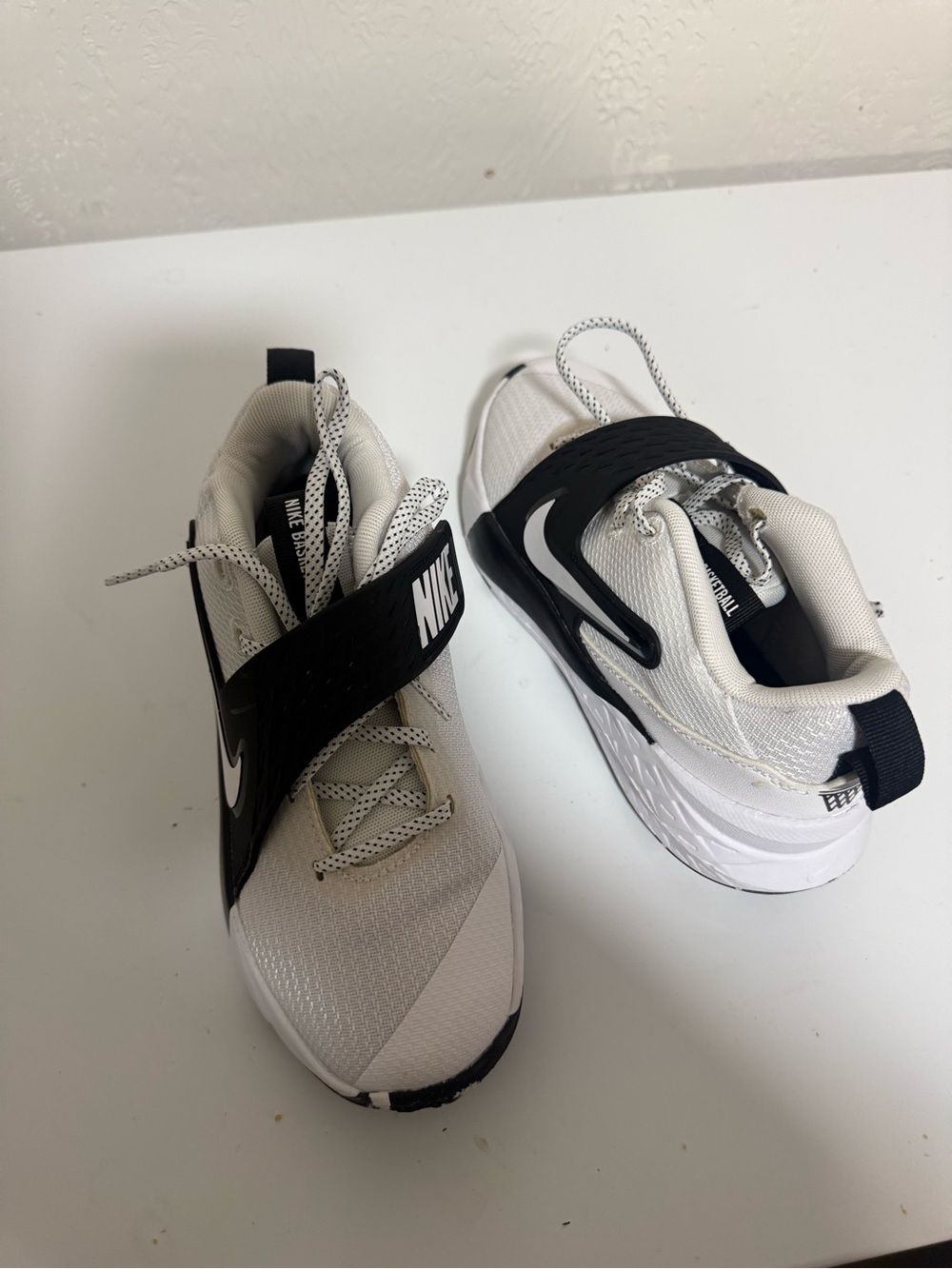 Nike Kids White and Black Hook-and-Loop Sneakers